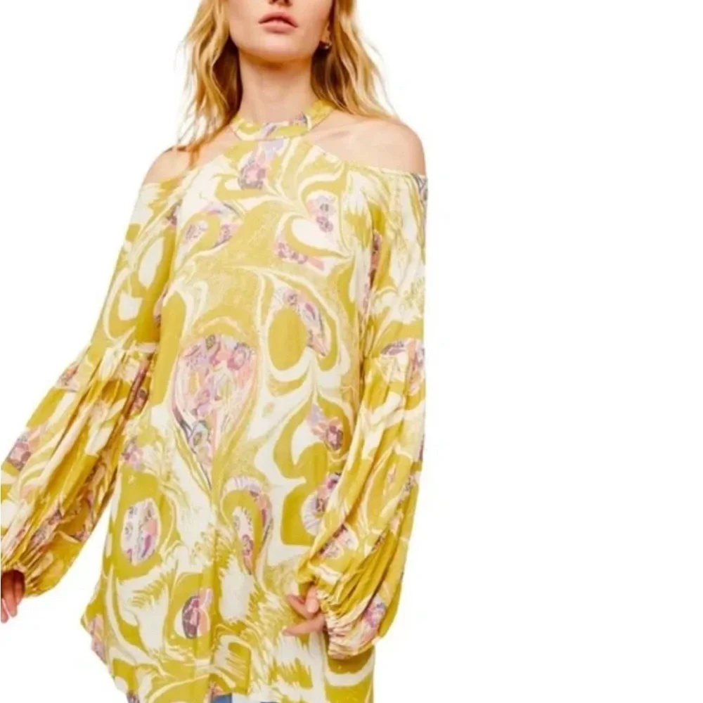 Free People Drift Away Boho Tunic Blouse Dress